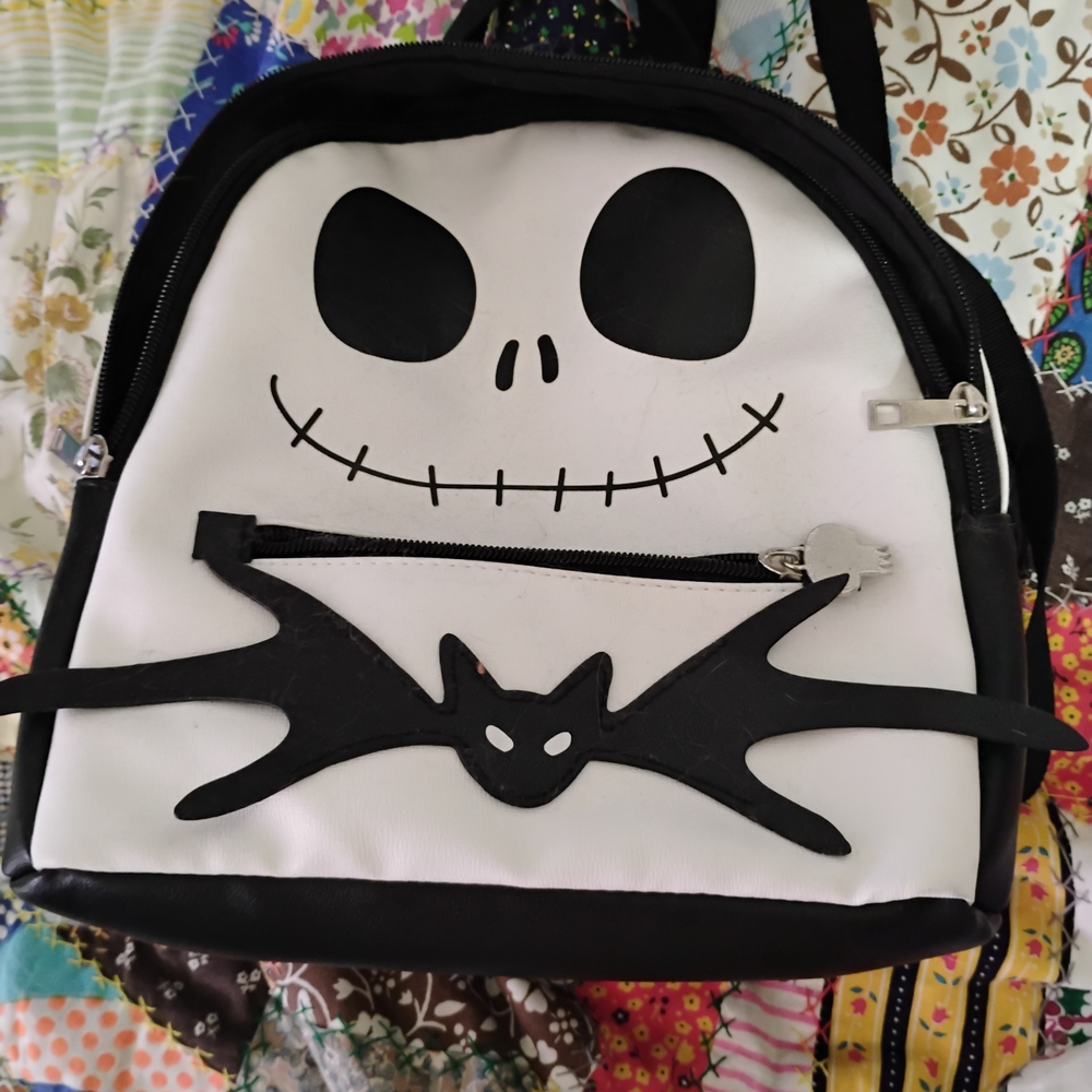 Disney Black and White Backpack with Bat Design
